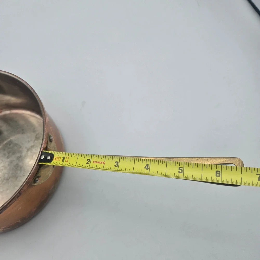 Vintage Solid Copper Saucepan Pot Brass Handle ODI Portugal No Lid Has Patina